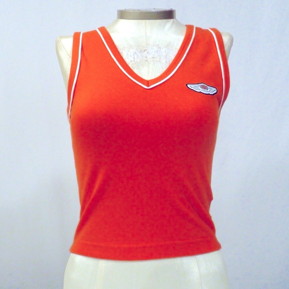 VINTAGE HARLEY-DAVIDSON Junior’s S Orange w/ White Piping Top MADE IN USA  NWT